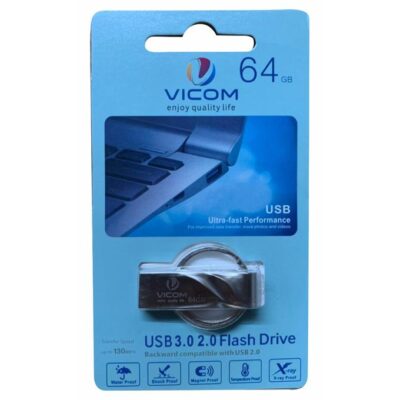 VICOM USB Flash Drive Metal-64GB (Silver-With Ring)